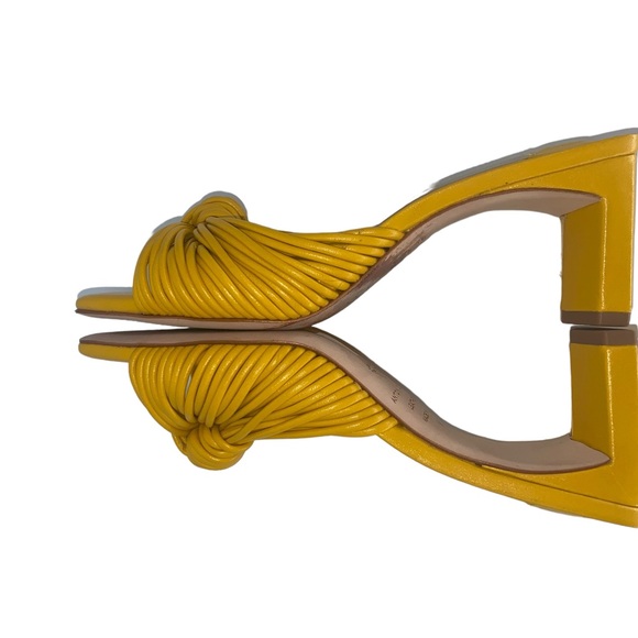 ANTONIO MELANI | Yellow Knot Block Heel Sandals | Size 7 - Picture 10 of 11